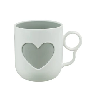 Caneca de Plástico Coração Marrom, Verde ou Cinza Claro 330ml