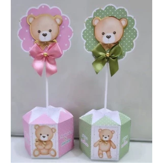 Centro de mesa aniversario chá revelação/rosa/lilás/verde/azul/dourado