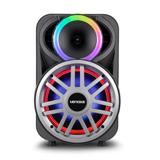 Caixa de Som com Rádio FM Mini System Recarregavel Bluetooth Entrada Cartão SD 300 Watts Lenoxx