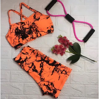 CONJUNTO short e top fitness feminino meia coxa suplex com bojo