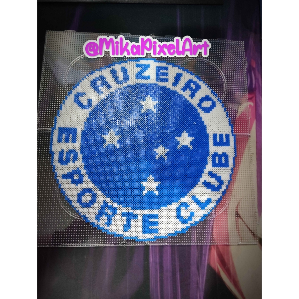 Quadro (Moldura) Time de Futebol Cruzeiro em Pixel Art