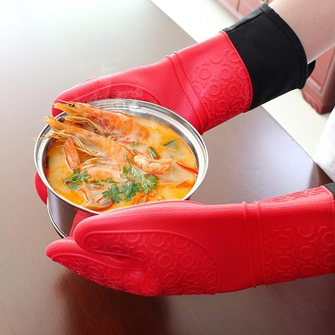 Luva Térmica de Cozinha Silicone Forrada Forno Fogão Pegador Protetora Alta Temperatura Multiuso Lavável ST-1