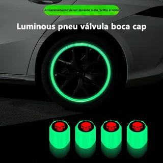 Pneu de carro tampa de válvula luminosa motocicleta bicicleta luminescente tampa da boca de ar luminescente válvula de ar luminescente acessórios para decoração de carro