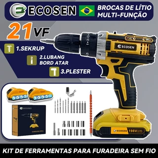 Furadeira Parafusadeira 3/8" bateria 21V com maleta e acessórios - PFV 012 - (110V/220V)-Única capacidade da bateria 6500mah