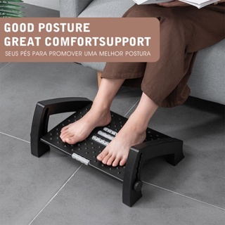 Apoio para pés ajustável com textura de massagem e rolos, pedal ergonômico do pé com 6 posições de altura para escritório, prática de piano, sofá sala de estar
