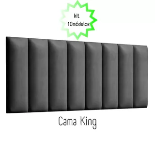 Cabeceira Cama De Casal King Size Kit Com 10 Módulos 200x60 - De Colar Na Parede