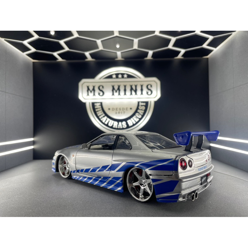 Miniatura Nissan Skyline GT-R R34 Fast and Furious 1/24 Jada