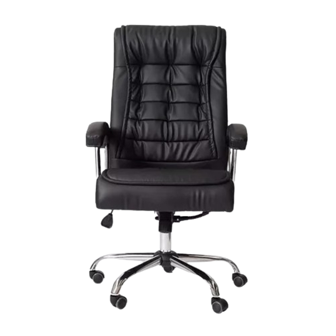Cadeira De Escritório Presidente Ergonômica Estofado Couro Cor Preta 4024