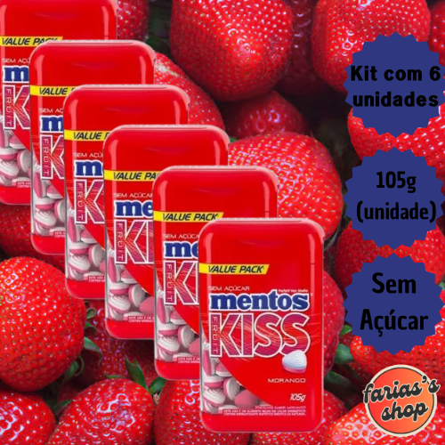 Kit 6 unidades Mentos Kiss Morango 105g - Economico