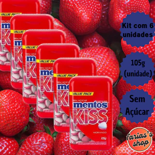 Kit 6 unidades Mentos Kiss Morango 105g - Economico