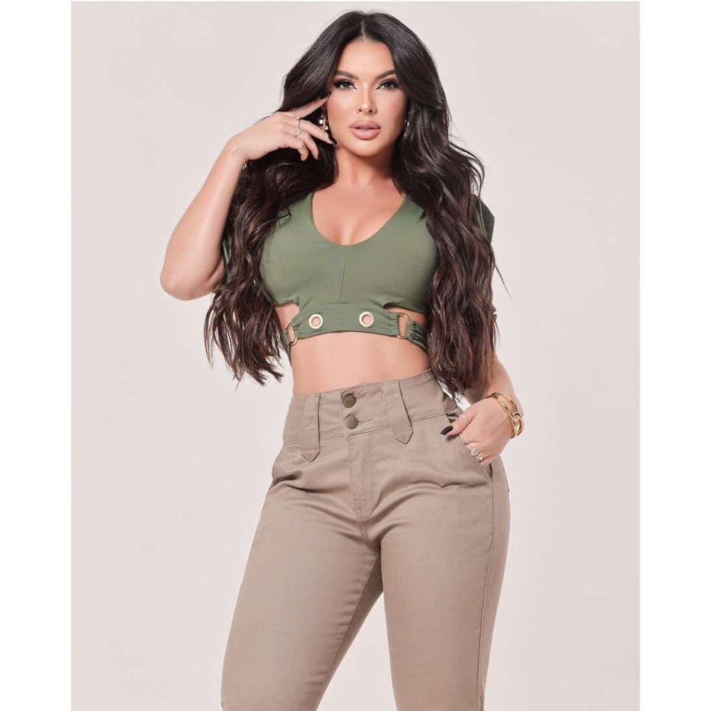 Calça Jeans Feminina com LYCRA Bolso Faca Estilo Alfaiataria( LEIA  DESCRIÇÃO CALÇA COM FORMA GRANDE)