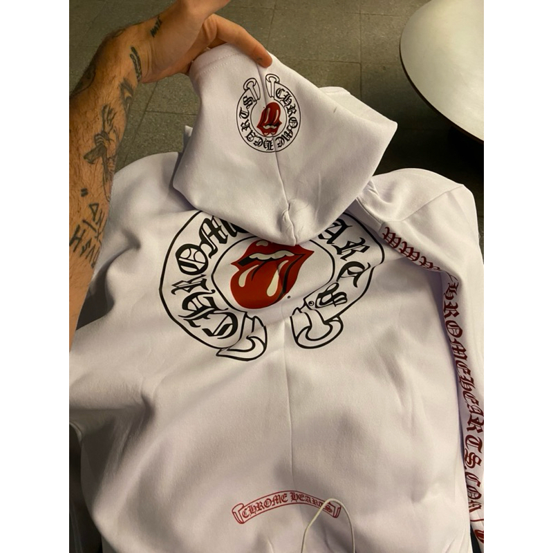 Moletom 100% Algodão Chrome Hearts Rolling Stones