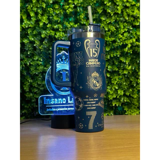 Copo 1,2 Litros Termico com Canudo TODO PERSONALIZADO do Real Madrid