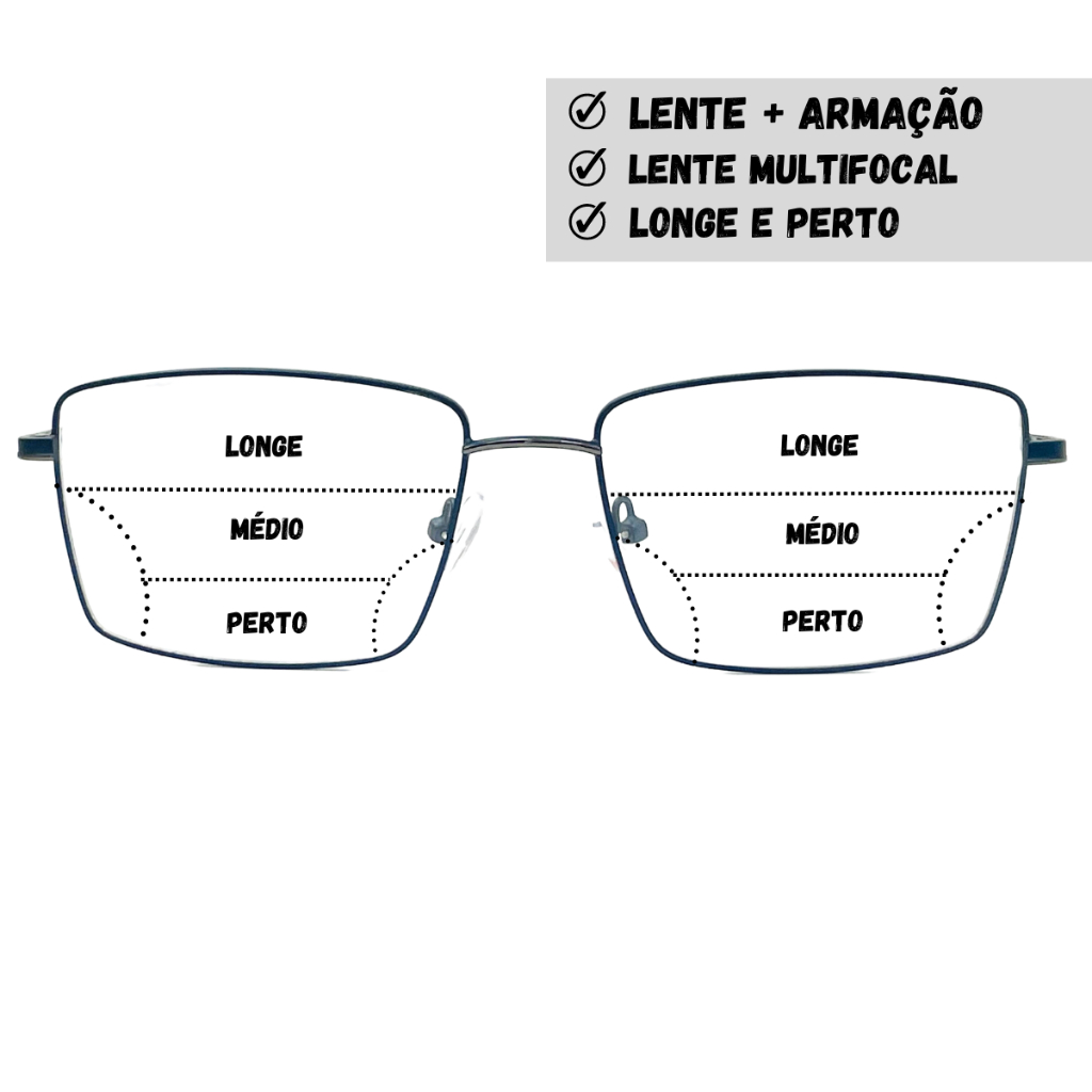 Óculos Multifocal Digital Longe e Perto Pronto Para Usar Masculino ...