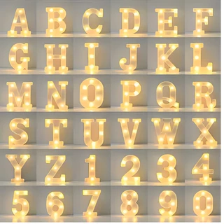 Letras e Números de Led Branco Quente! 22CM - Luz Decorativa Quarto Festa Natal