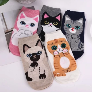 Kit 6 Pares de Meia Feminina Cano Curto Bichinhos Algodão Confortável
