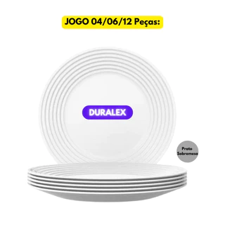 Jogo Kit 04/06/12 Pratos Sobremesa Vidro Branco Saturno Duralex Redondo Resistente Refeição Elegante
