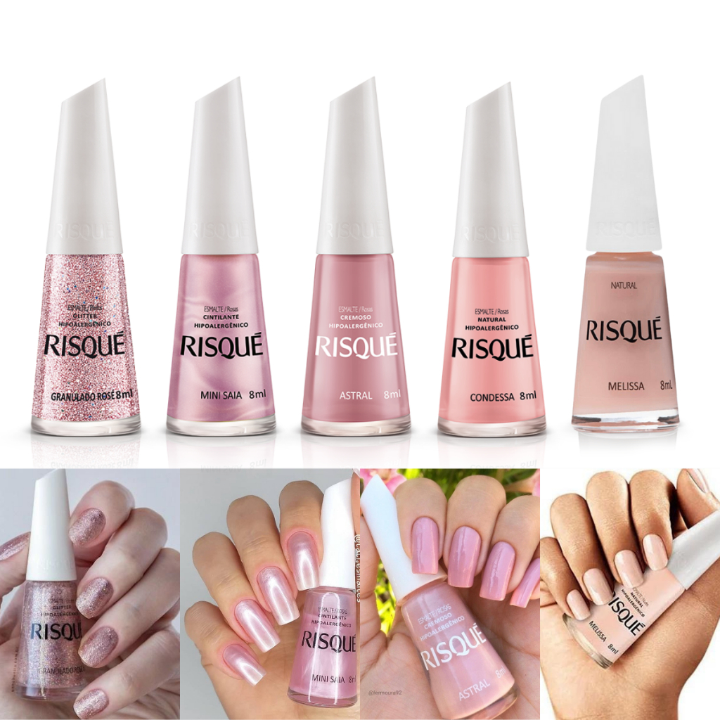 Risque Esmaltes Tons Rosa Terracota Kit 5 de Esmaltes Hipoalergênico ...