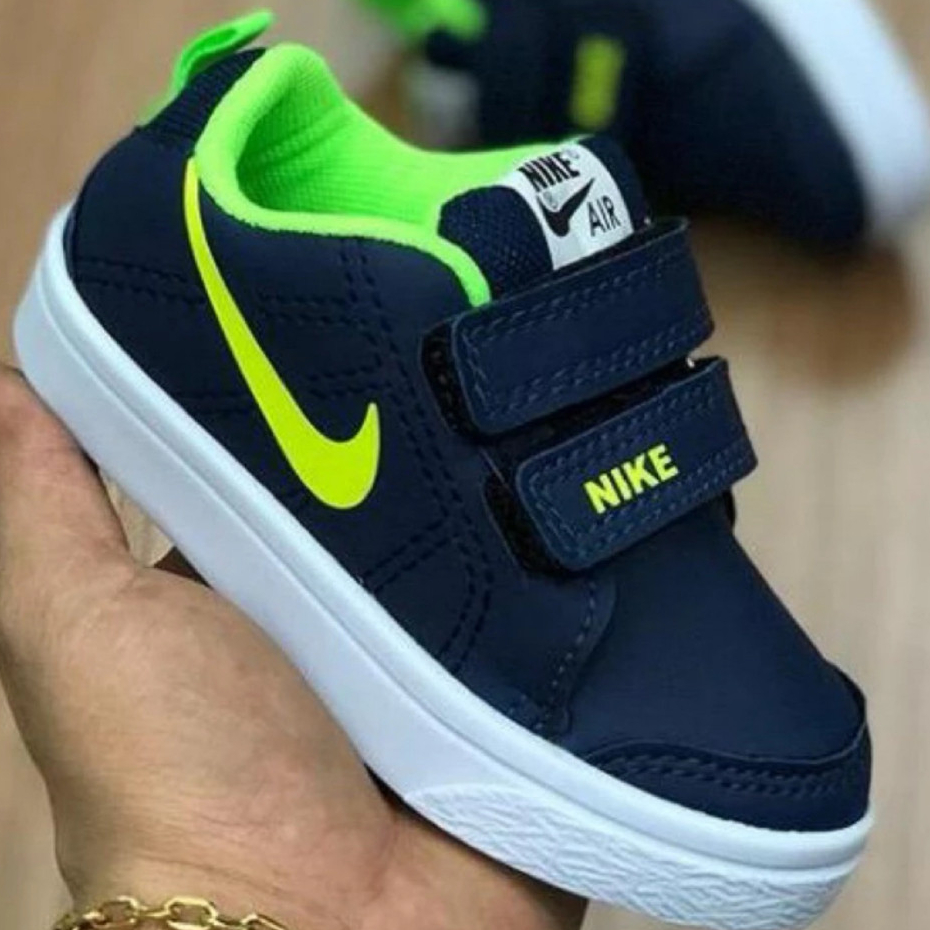 Tenis Nike Velcro Infantil Escolar Em Couro Melhor Qualidade | Shopee ...