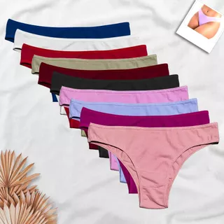 Kit 10 Calcinha de Algodão Tanga Conforto Básica Cotton Feminina