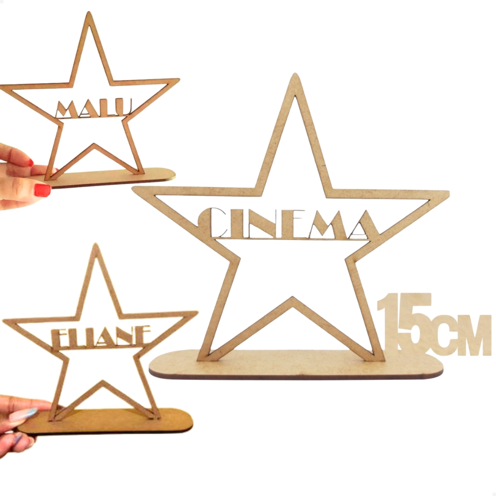 Kit 10 Centro de Mesa Estrela de Hollywood Cinema Nome Personalizado