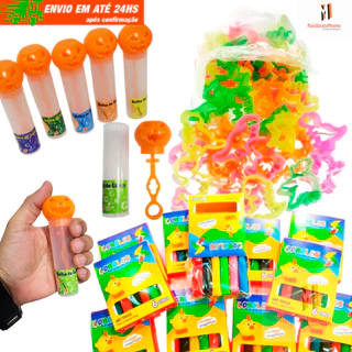Kit 20 Cx Massinha de Modelar 6 cores + 20 Tubete Bolha de Sabão + 20 Cortador Molde Para Prenda Festa Aniversario Lembracinha