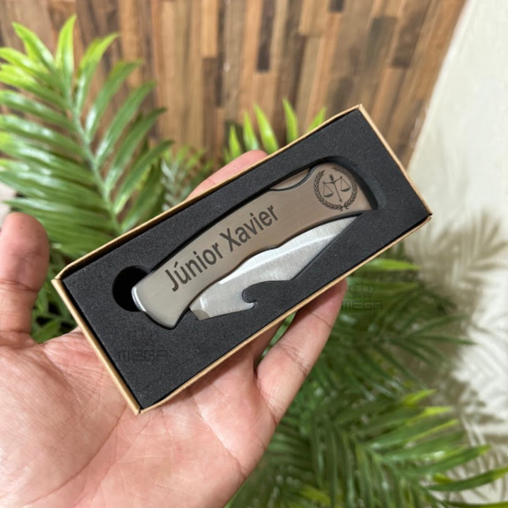 Canivete Personalizado a laser com Nome com Trava e Caixinha