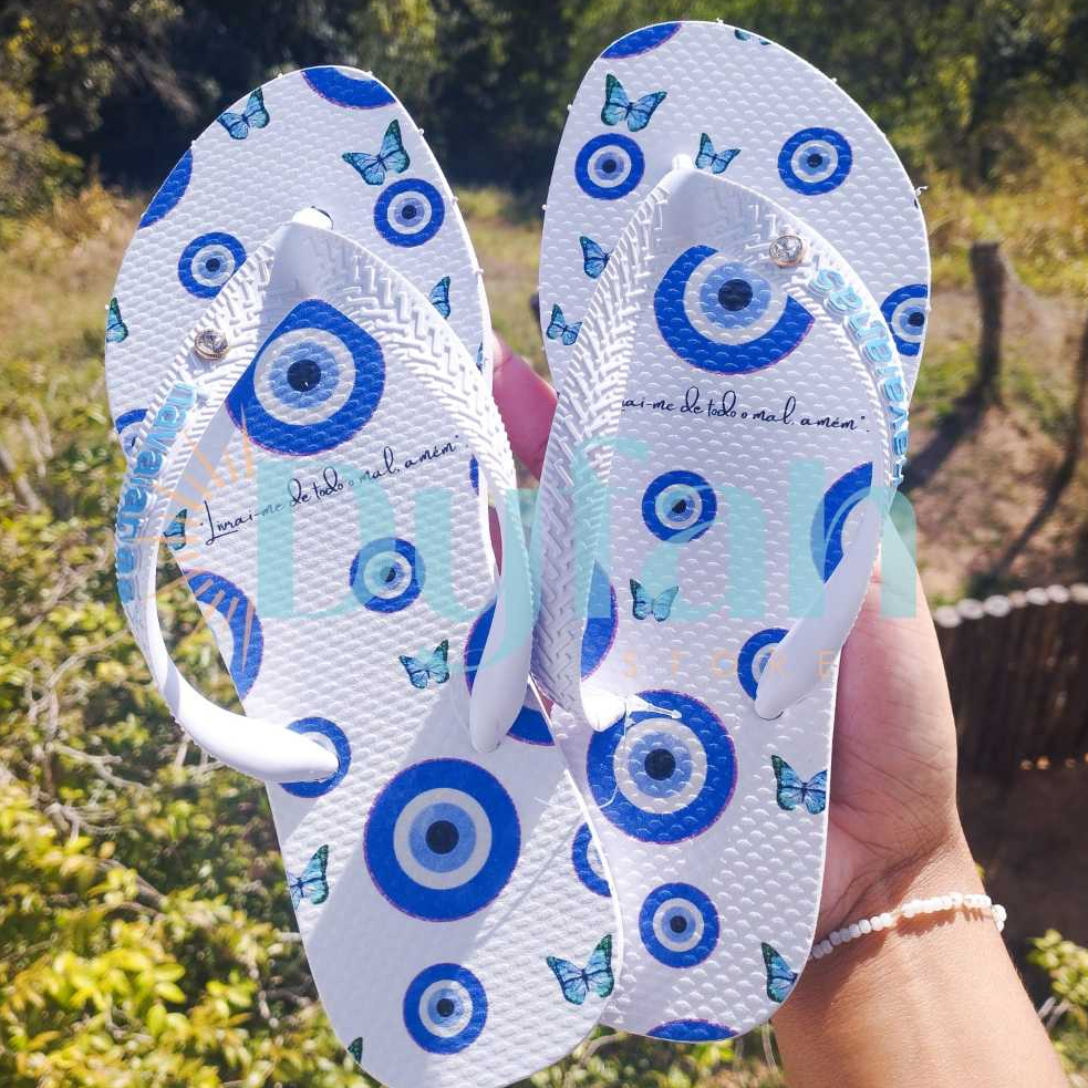 Chinelo Olho Grego Feminino Colorido Adulto Confortavel Rasteirinha ...