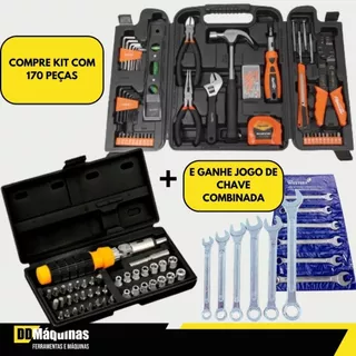 Kit Ferramentas Dia dos Pais com 170 Peças + Jogo de 6 Chaves - Sparta/Titanium/Western