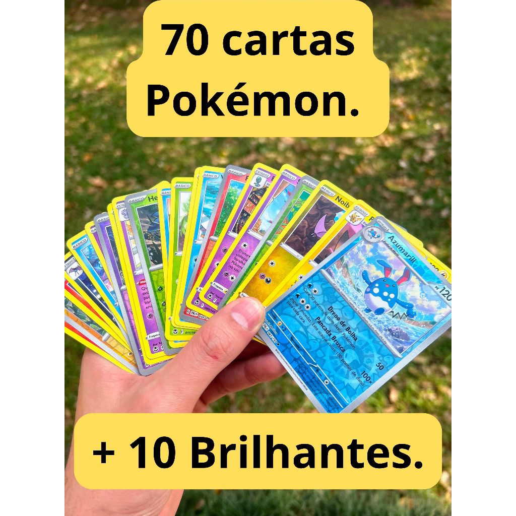 80 Cartas Pokémon originais sem repetições.