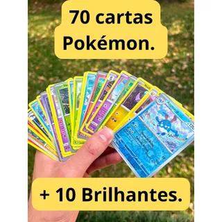 80 Cartas Pokémon originais sem repetições.