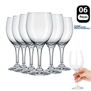 Jogo de Taças para Vinho Imperatriz 590ml 6 peças Nadir Vidro água taça de vidro degustação