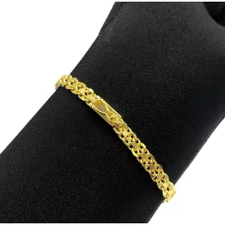 Pulseira Cadeado duplo 7 mm Masculino Banhado a Ouro 18k