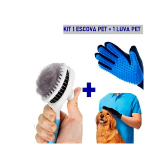 Kit Luva Nano Magnética Tira Pelos + Escova Pet Removedora De Pelos Pet Cães E Gatos