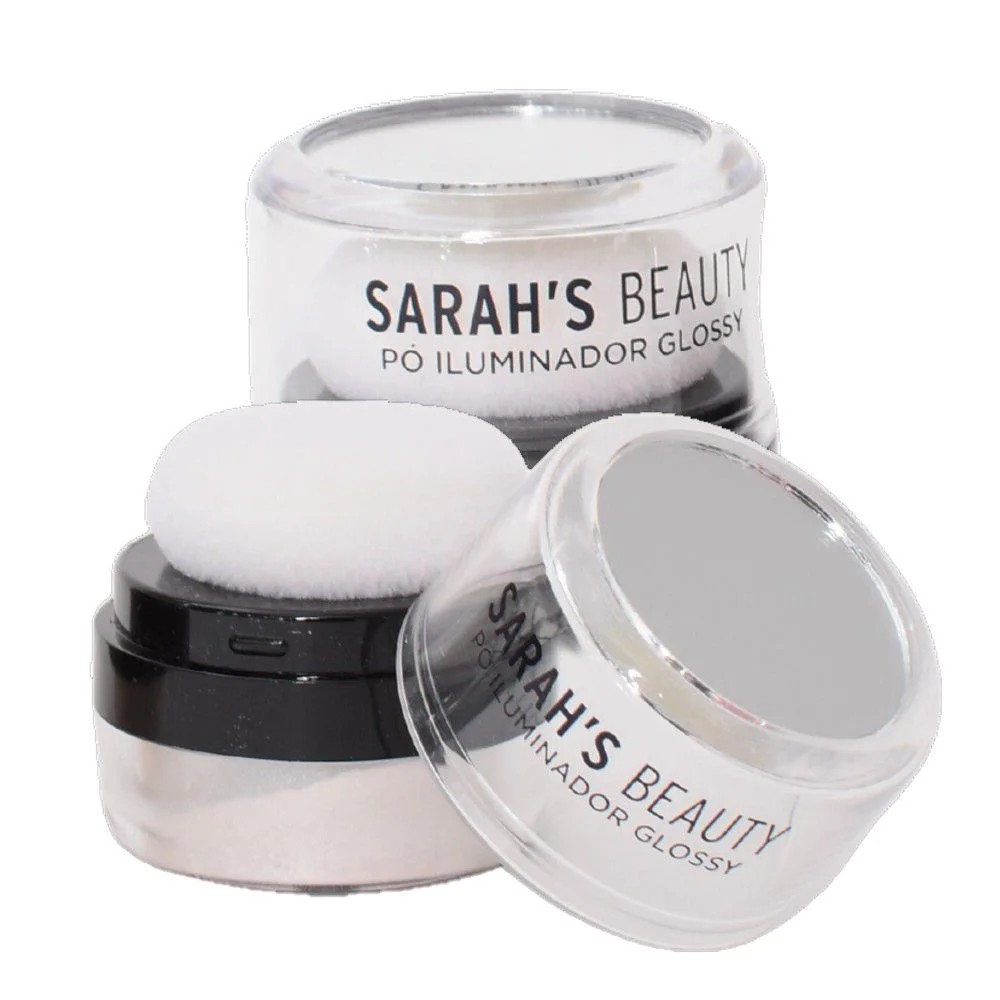 Pó Iluminador Glossy Com Esponja Aplicadora Sarah's Beauty | Shopee Brasil