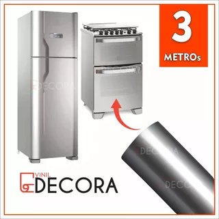 3 metros Vinil Adesivo Película Prata Tipo Inox Impermeável Envelopar Decorar Fogão Geladeira Móveis