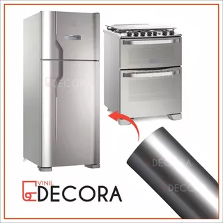 Vinil Adesivo Película Prata Tipo Inox Impermeável Envelopar Decorar Fogão Geladeira Móveis
