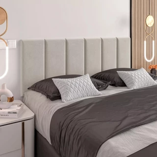 Cabeceira Casal Cama Box Suede Areia 1,40 Painel Estofado