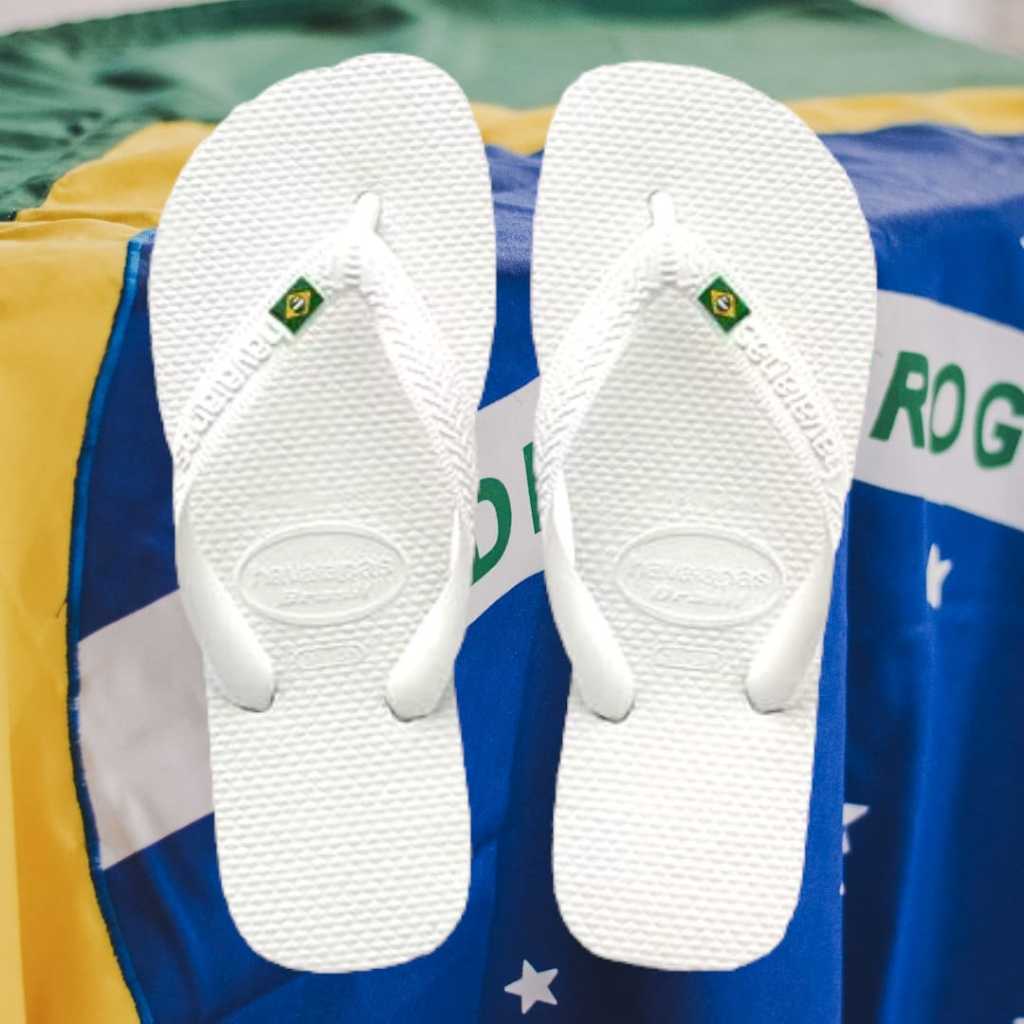 Chinelo Havaianas Top Branca Logotipo Bandeira Brasil Original Unisex ...