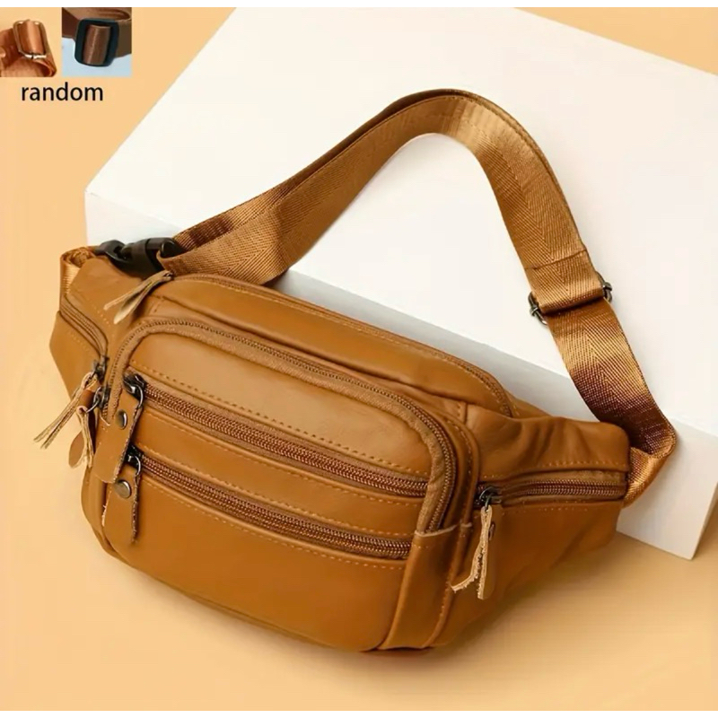 Pochete Masculino de Couro Legítimo Transversal ou de Cintura Femenino Motoqueiro