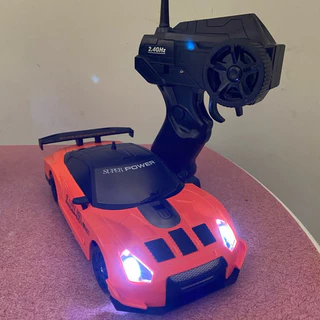Carrinho de controle remoto GTR GT500 Laranja com luzes Drift bateria recarregável Nissan GTR Esportivo Corrida