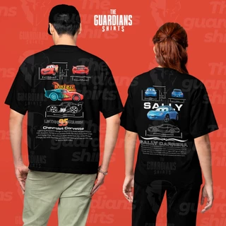 Camisetas kit casal Rust-eze McQueen e Sally Carrera 100% Algodão (ALL-BLACK)