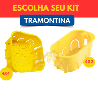 KIT CAIXA DE LUZ EMBUTIR 4X2 DRYWALL TRAMONTINA 4X4 DRYWALL REFORÇADA PVC AMARELA