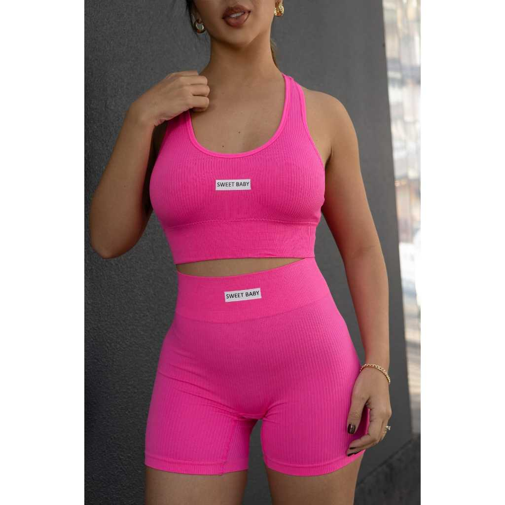 CONJUNTO FITNESS CANELADO TOP e SHORT