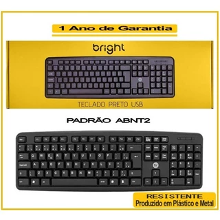 Teclado Bright 0014 Preto USB Padrão Abnt2 Desigh e Desempenho /Mouse1000 DPI USB cod:0106 Preto / Escritorio - Escolar