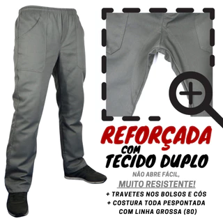 CALÇA REFORÇADA! Brim pesado! Cinza Preta fardamento uniforme profissional construção trabalho