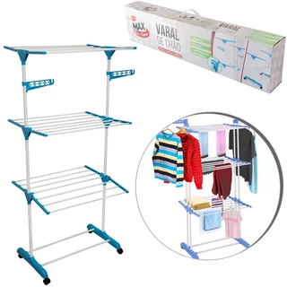Varal de Chão para Roupas Dobrável Metal 3 Andares