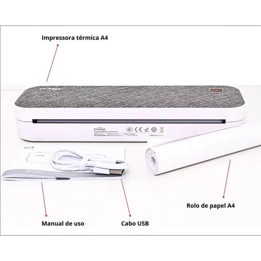 Impressora Térmica A4 Bluetooth Portátil Sem fio USB — foto 2 de 2