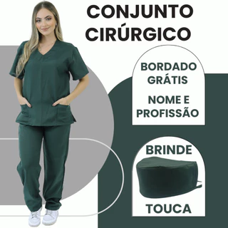 Pijama Cirúrgico Scrub Feminino Oxford Rose Carcelin, BORDADO GRÁTIS + BRINDE