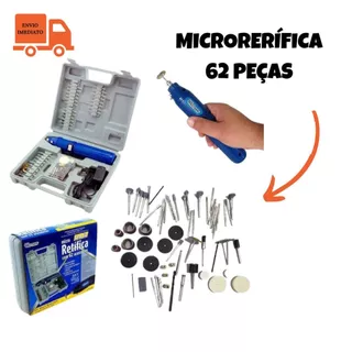 Micro RetÍfica Bivolt Com 62 Acessórios E Maleta 110/220v Ferramenta Recarregável Lixadeira Western